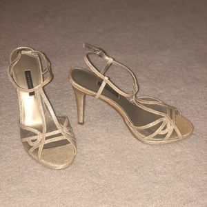 Caparros “Peach Glitz” Gold Heels